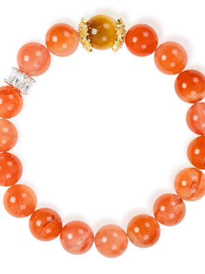 SENLLY Radiant Ignite - Beaded Stretch Bracelet with Natural South Red Agate & Gold Tiger Eye, Handcrafted Natural Stone Jewelry for Strength, Confidence & Vitality