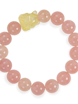 SENLLY Foxlight Bloom - Beaded Stretch Bracelet with Rose Quartz & Citrine Nine-Tailed Fox, Handcrafted Natural Stone Jewelry for Love, Warmth & Attraction