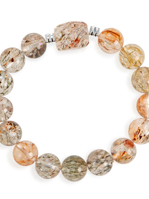 SENLLY Crystal Horizon - Beaded Stretch Bracelet with Natural Black Gold Super Seven, Handcrafted Natural Stone Jewelry for Clarity, Balance & Inner Strength