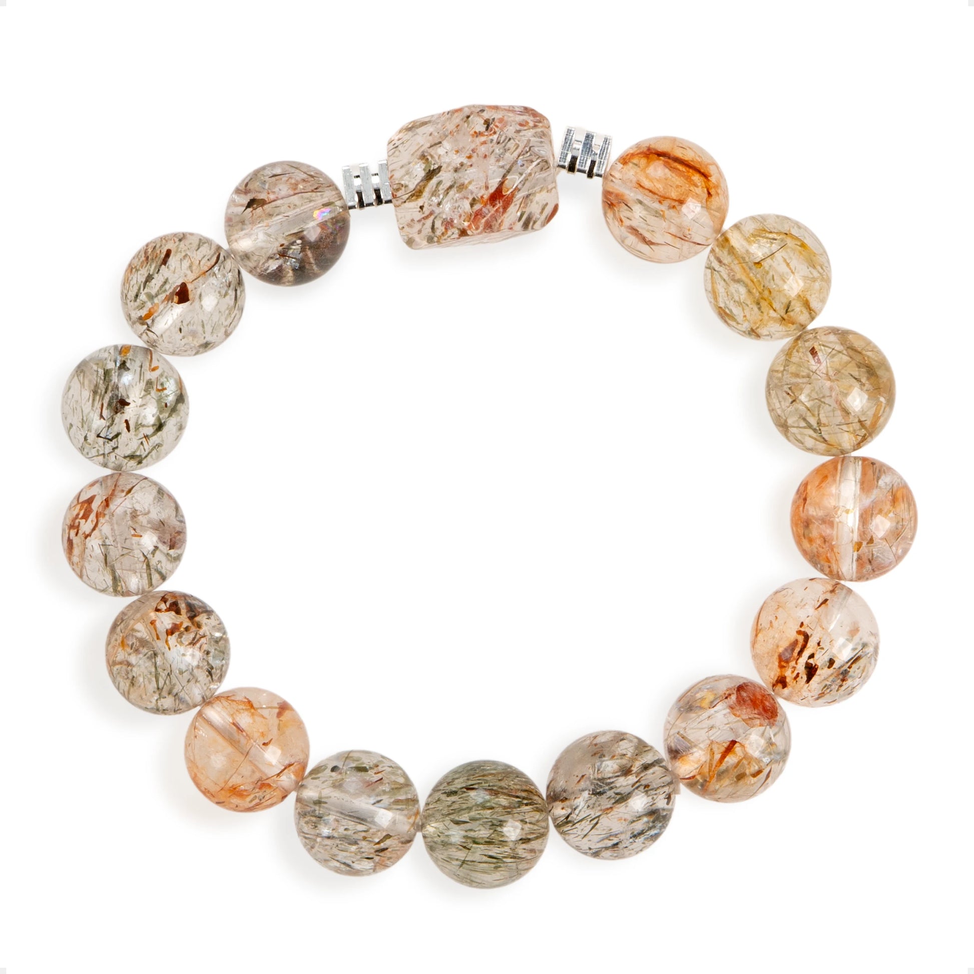 SENLLY Crystal Horizon - Beaded Stretch Bracelet with Natural Black Gold Super Seven, Handcrafted Natural Stone Jewelry for Clarity, Balance & Inner Strength