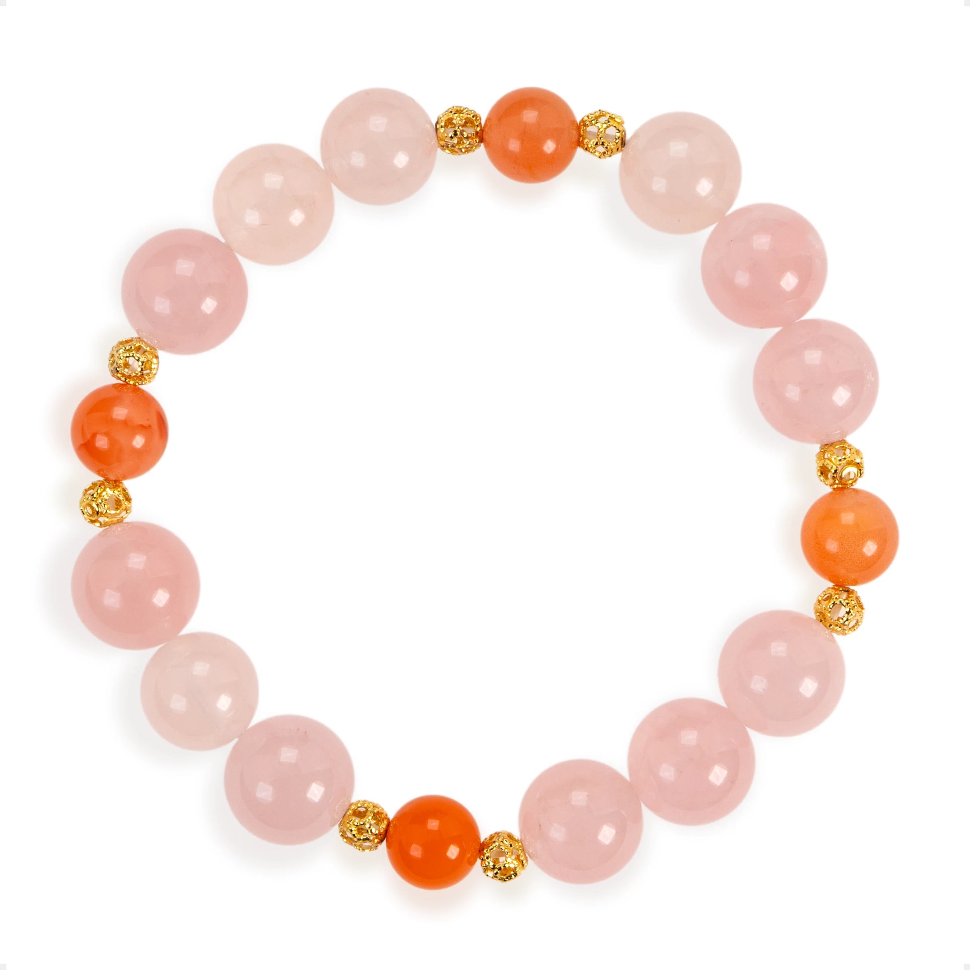 SENLLY Rose Dawn - Beaded Stretch Bracelet with Natural Rose Quartz & South Red Agate, Handcrafted Natural Stone Jewelry for Love, Harmony & Emotional Clarity