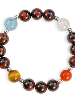SENLLY Ember Radiance - Beaded Stretch Bracelet with Natural Red Tiger Eye, Tiger Eye & South Red Agate, Handcrafted Natural Stone Jewelry for Strength, Balance & Clarity