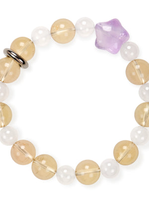 SENLLY Sunlit Bloom - Beaded Stretch Bracelet with Natural Citrine, White Agate & Lavender Amethyst, Handcrafted Natural Stone Jewelry for Joy, Harmony & Emotional Clarity