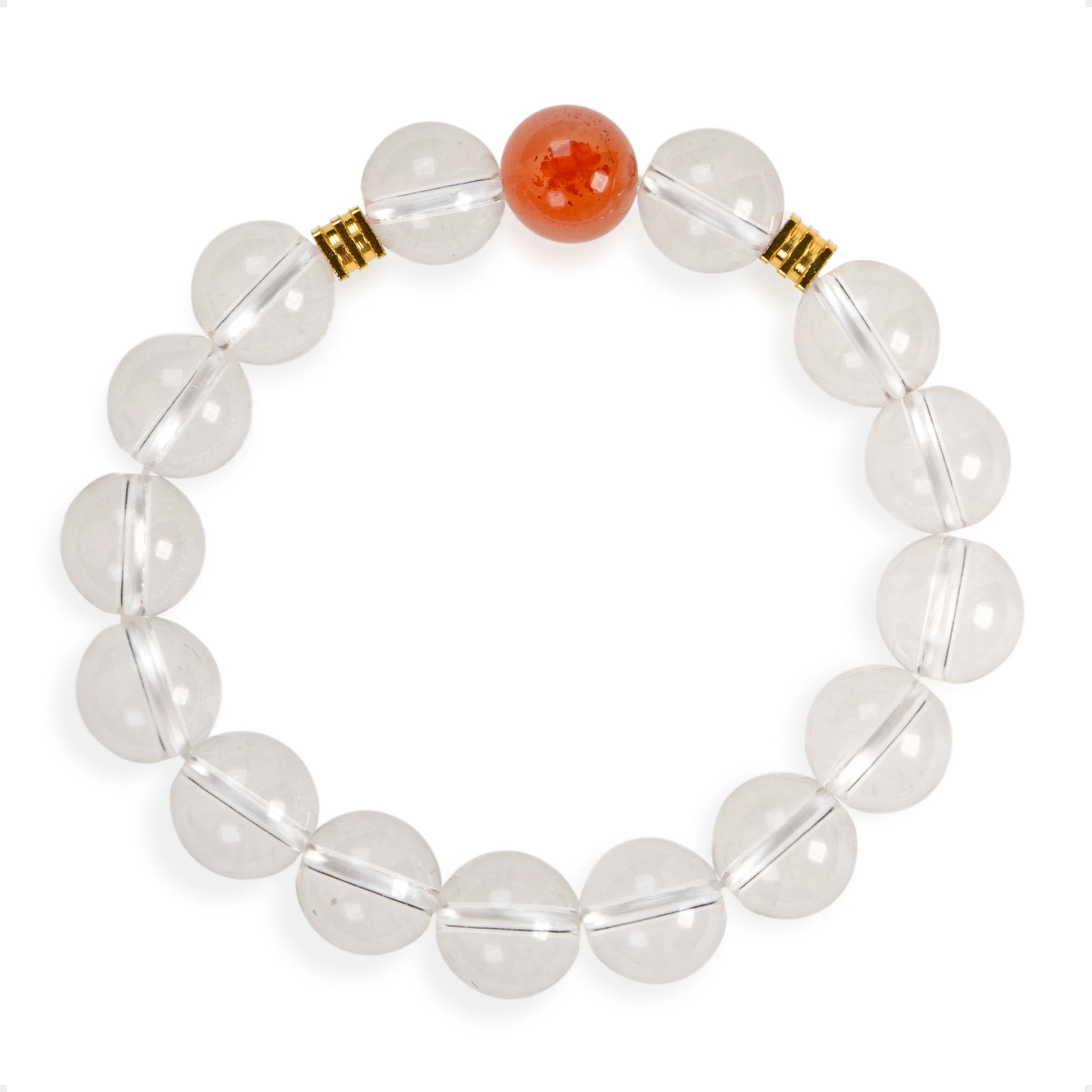 SENLLY Ember Clarity - Beaded Stretch Bracelet with Natural South Red Agate & Clear Quartz, Handcrafted Natural Stone Jewelry for Balance, Clarity & Inner Light