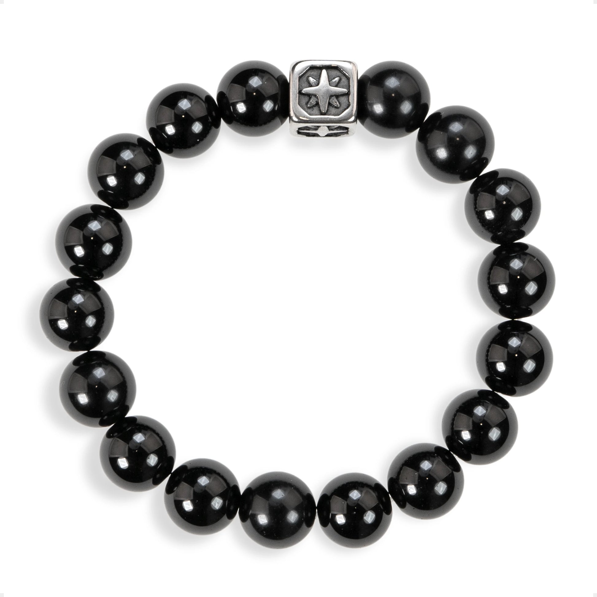 SENLLY Midnight Clarity - Beaded Stretch Bracelet with Black Agate, Handcrafted Natural Stone Jewelry for Grounding, Balance & Focus