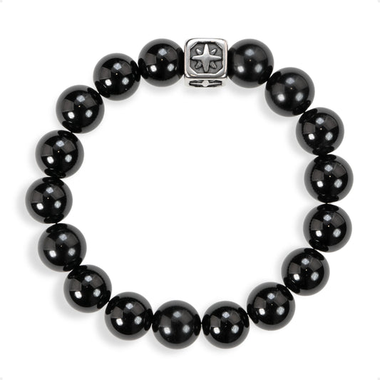 SENLLY Midnight Clarity - Beaded Stretch Bracelet with Black Agate, Handcrafted Natural Stone Jewelry for Grounding, Balance & Focus
