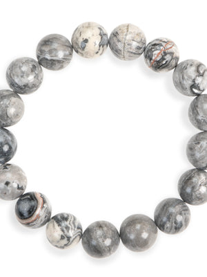 SENLLY Marble Resolve - Beaded Stretch Bracelet with Natural Picasso Jasper, Handcrafted Natural Stone Jewelry for Strength, Balance & Clarity
