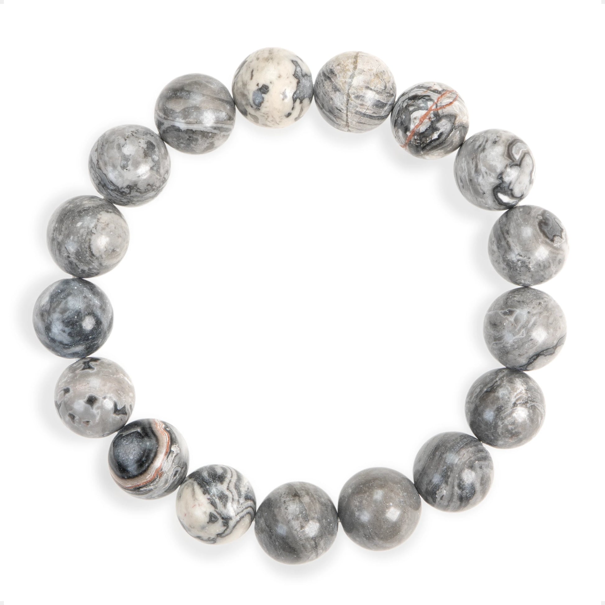 SENLLY Marble Resolve - Beaded Stretch Bracelet with Natural Picasso Jasper, Handcrafted Natural Stone Jewelry for Strength, Balance & Clarity