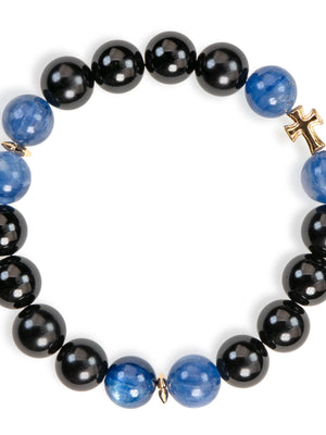 SENLLY Midnight Clarity - Beaded Stretch Bracelet with Kyanite & Black Agate, Handcrafted Natural Stone Jewelry for Focus, Strength & Modern Style