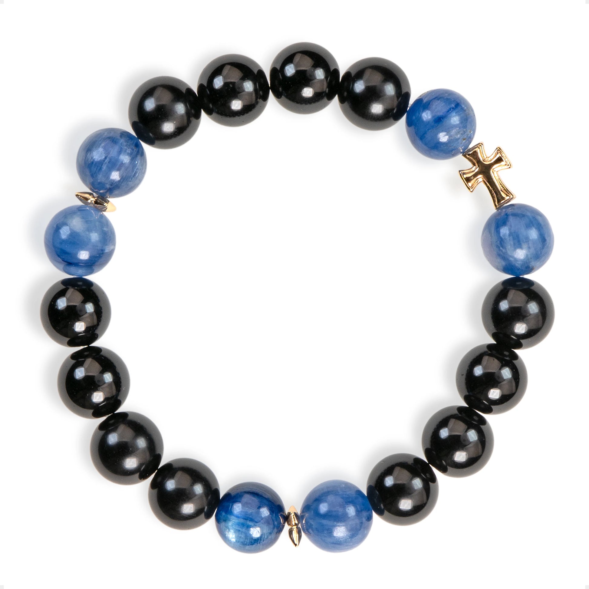 SENLLY Midnight Clarity - Beaded Stretch Bracelet with Kyanite & Black Agate, Handcrafted Natural Stone Jewelry for Focus, Strength & Modern Style