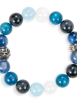 SENLLY Deep Tide - Beaded Stretch Bracelet with Natural Blue Tiger Eye, Kyanite & Aquamarine, Handcrafted Natural Stone Jewelry for Clarity, Confidence & Balance