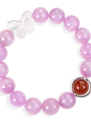 SENLLY Blush Daydream - Beaded Stretch Bracelet with Natural Kunzite, Clear Quartz & Strawberry Quartz, Handcrafted Natural Stone Jewelry for Calm, Love & Emotional Harmony