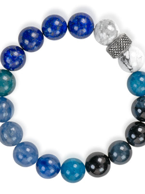 SENLLY Midnight Wisdom - Beaded Stretch Bracelet with Natural Lapis Lazuli, Howlite, Kyanite & Blue Tiger Eye, Handcrafted Natural Stone Jewelry for Focus, Calm & Emotional Balance