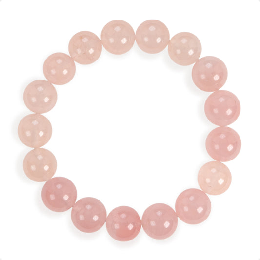 SENLLY Gentle Rose - 10mm Natural Rose Quartz Beaded Bracelet, Handmade Stone Jewelry for Love, Calm & Emotional Healing