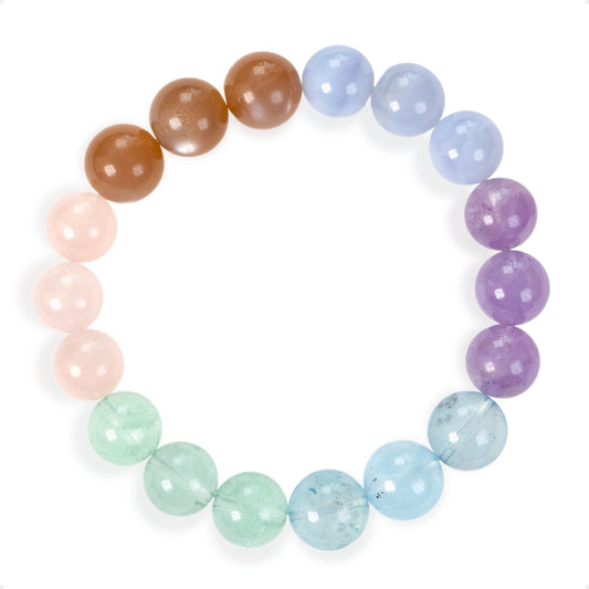 SENLLY Aurora Harmony - Beaded Stretch Bracelet with Natural Gemstone, Handcrafted Natural Stone Jewelry for Healing, Calm & Emotional Balance