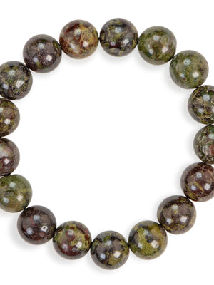 SENLLY Earth Sentinel - Beaded Stretch Bracelet with Natural Dragon Bloodstone, Handcrafted Natural Stone Jewelry for Strength, Grounding & Clarity