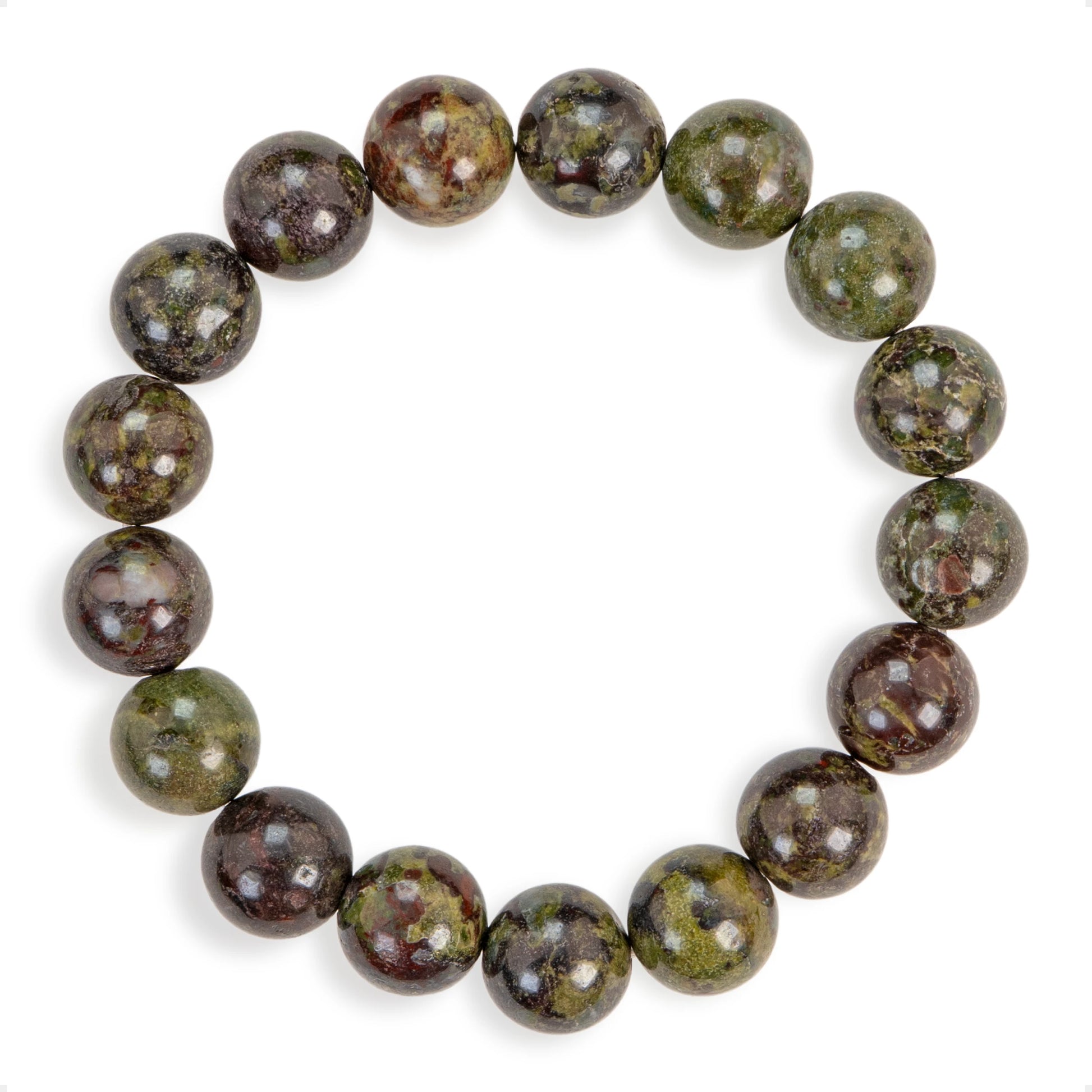 SENLLY Earth Sentinel - Beaded Stretch Bracelet with Natural Dragon Bloodstone, Handcrafted Natural Stone Jewelry for Strength, Grounding & Clarity