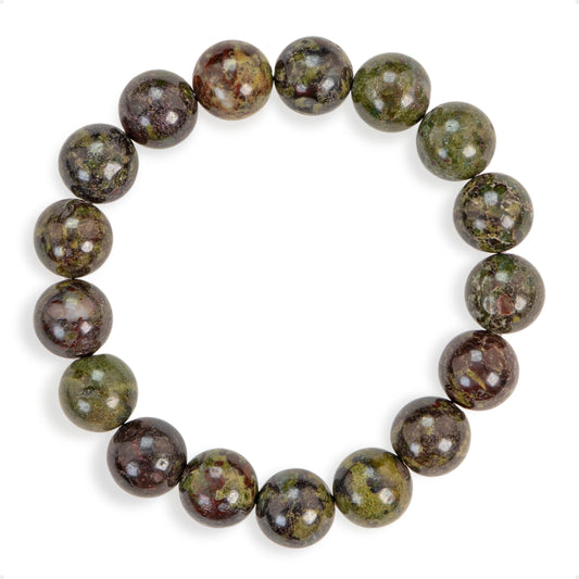 SENLLY Earth Sentinel - Beaded Stretch Bracelet with Natural Dragon Bloodstone, Handcrafted Natural Stone Jewelry for Strength, Grounding & Clarity