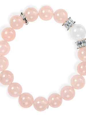 SENLLY Blush Harmony - Beaded Stretch Bracelet with Natural Rose Quartz & White Agate, Handcrafted Natural Stone Jewelry for Love, Calm & Emotional Clarity