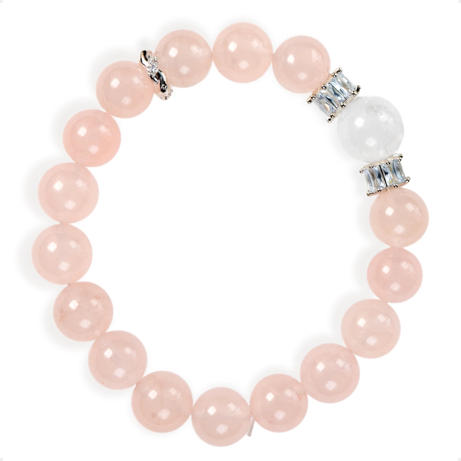 SENLLY Blush Harmony - Beaded Stretch Bracelet with Natural Rose Quartz & White Agate, Handcrafted Natural Stone Jewelry for Love, Calm & Emotional Clarity