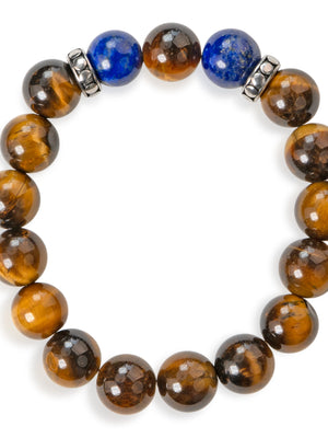 SENLLY Golden Echo - Beaded Stretch Bracelet with Tiger Eye & Lapis Lazuli, Handcrafted Natural Stone Jewelry for Confidence, Balance & Focus