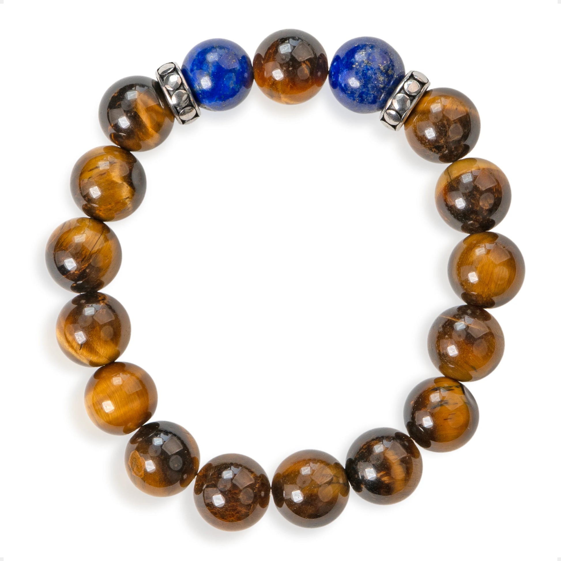 SENLLY Golden Echo - Beaded Stretch Bracelet with Tiger Eye & Lapis Lazuli, Handcrafted Natural Stone Jewelry for Confidence, Balance & Focus