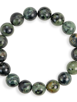 SENLLY Forest Resolve - Beaded Stretch Bracelet with Natural Dragon Bloodstone, Handcrafted Natural Stone Jewelry for Strength, Grounding & Clarity