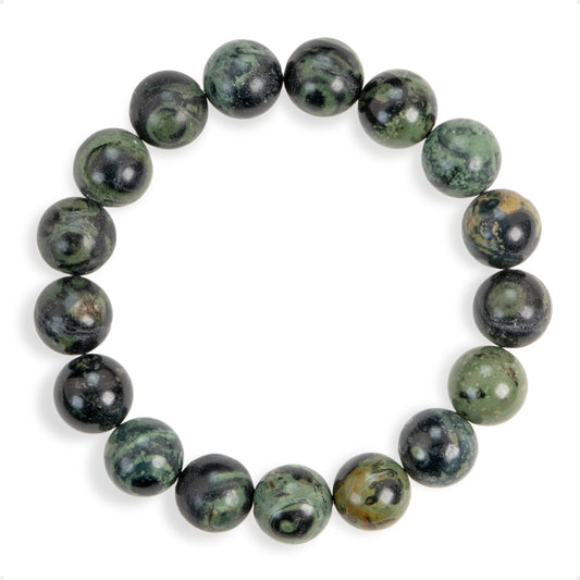 SENLLY Forest Resolve - Beaded Stretch Bracelet with Natural Dragon Bloodstone, Handcrafted Natural Stone Jewelry for Strength, Grounding & Clarity