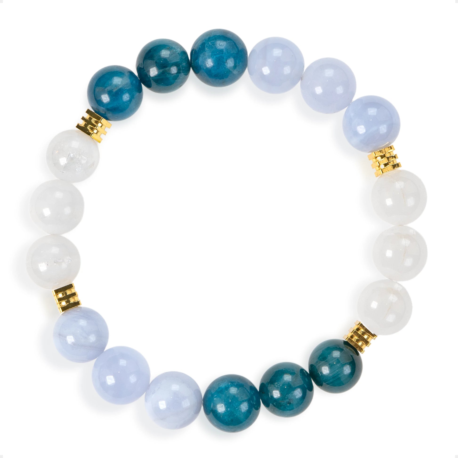 SENLLY Ocean Whisper - Beaded Stretch Bracelet with Blue Apatite, Blue Lace Agate & White Agate, Handmade Natural Stone Jewelry for Calm, Clarity & Balance