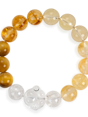 SENLLY Golden Clarity - Beaded Stretch Bracelet with Tiger Eye, Citrine & Cat Paw Clear Quartz, Handmade Natural Stone Jewelry for Confidence, Warmth & Clear Energy