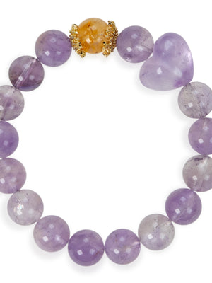 SENLLY Lavender Glow - Beaded Stretch Bracelet with Amethyst & Citrine, Handcrafted Natural Stone Jewelry for Calm, Clarity & Positivity