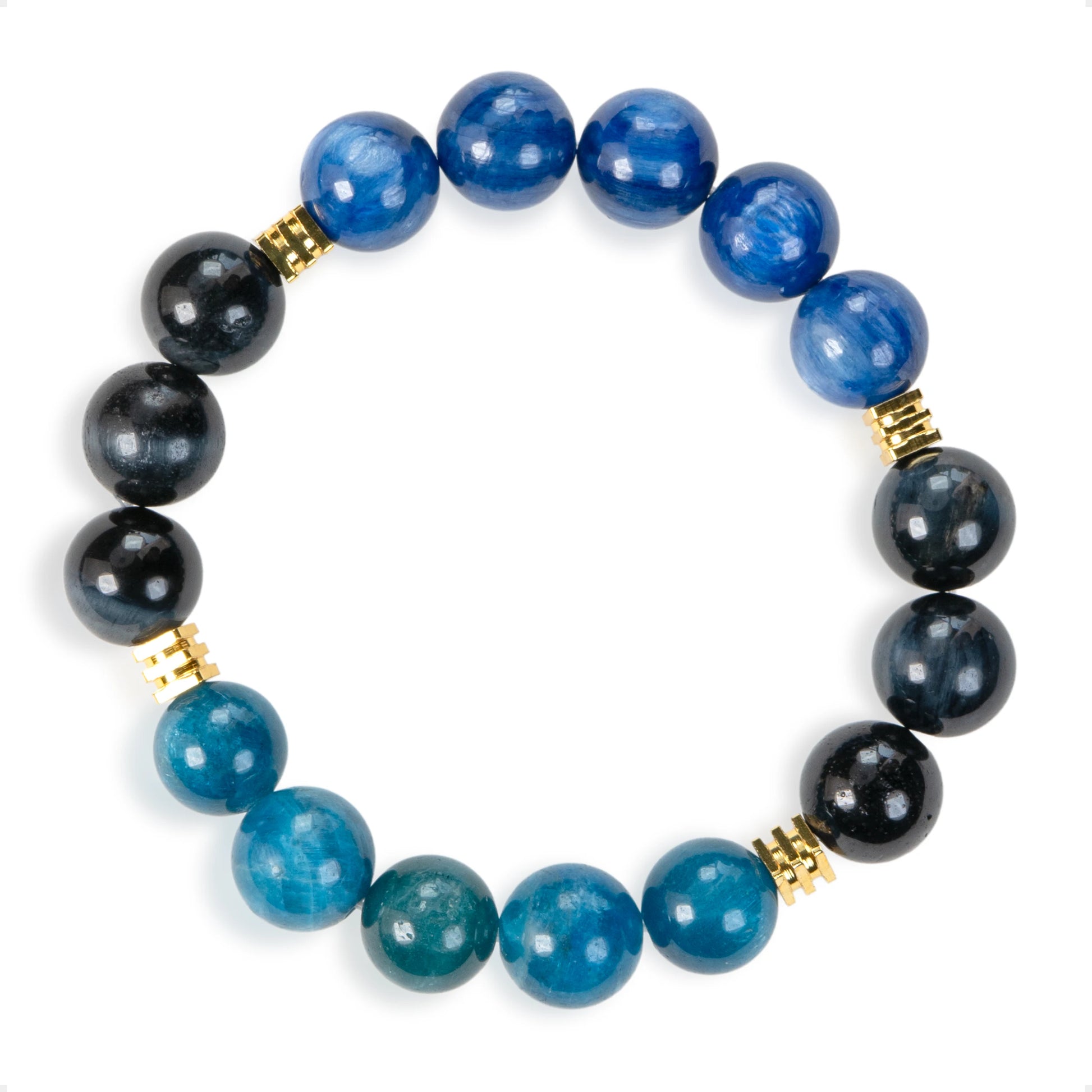 SENLLY Midnight Clarity - Beaded Stretch Bracelet with Blue Tiger Eye, Lapis Lazuli & Blue Apatite, Handmade Natural Stone Jewelry for Focus, Calm & Balance