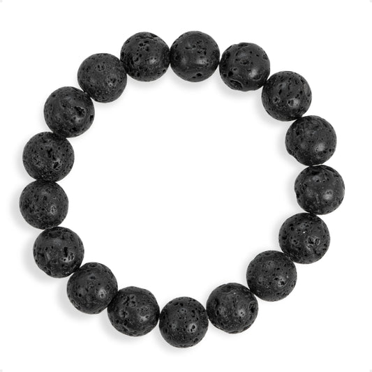SENLLY Volcanic Strength - 10mm Natural Lava Rock Beaded Bracelet, Handmade Stone Jewelry for Grounding, Stress Relief & Energy Balance