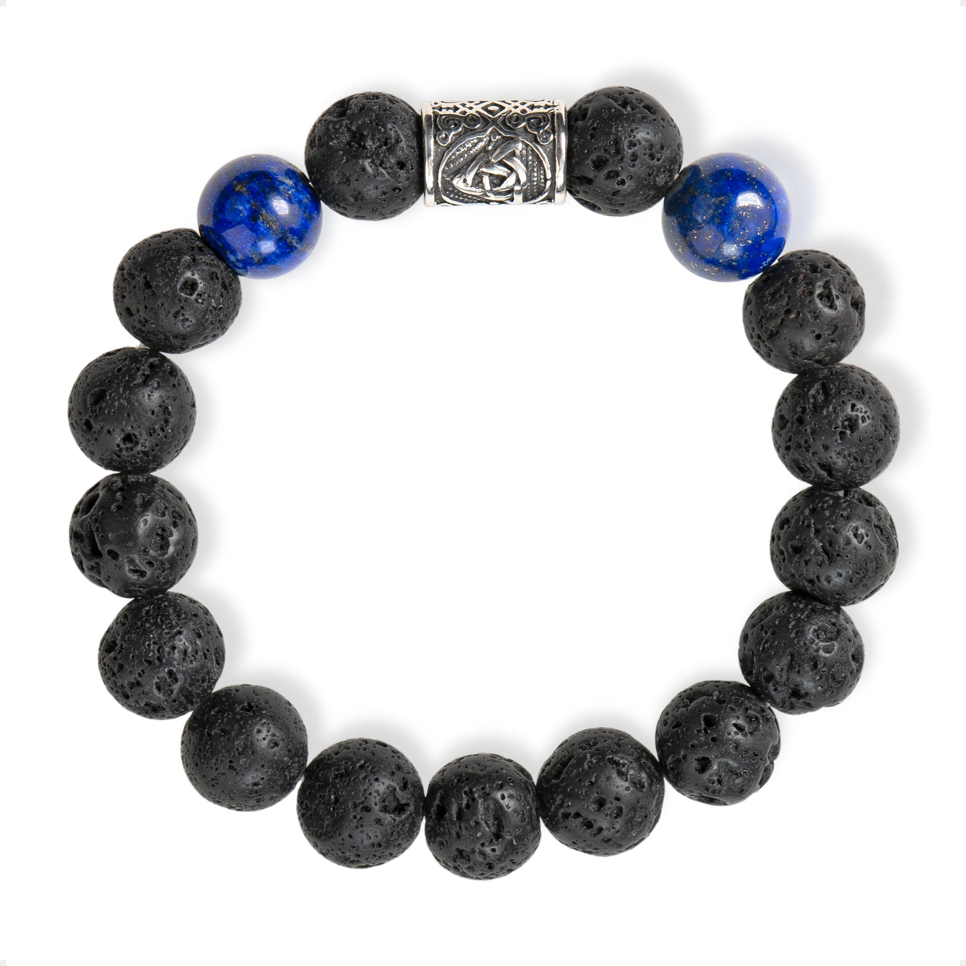 SENLLY Midnight Pulse - Beaded Stretch Bracelet with Lava Rock & Lapis Lazuli, Handcrafted Natural Stone Jewelry for Grounding, Balance & Clarity