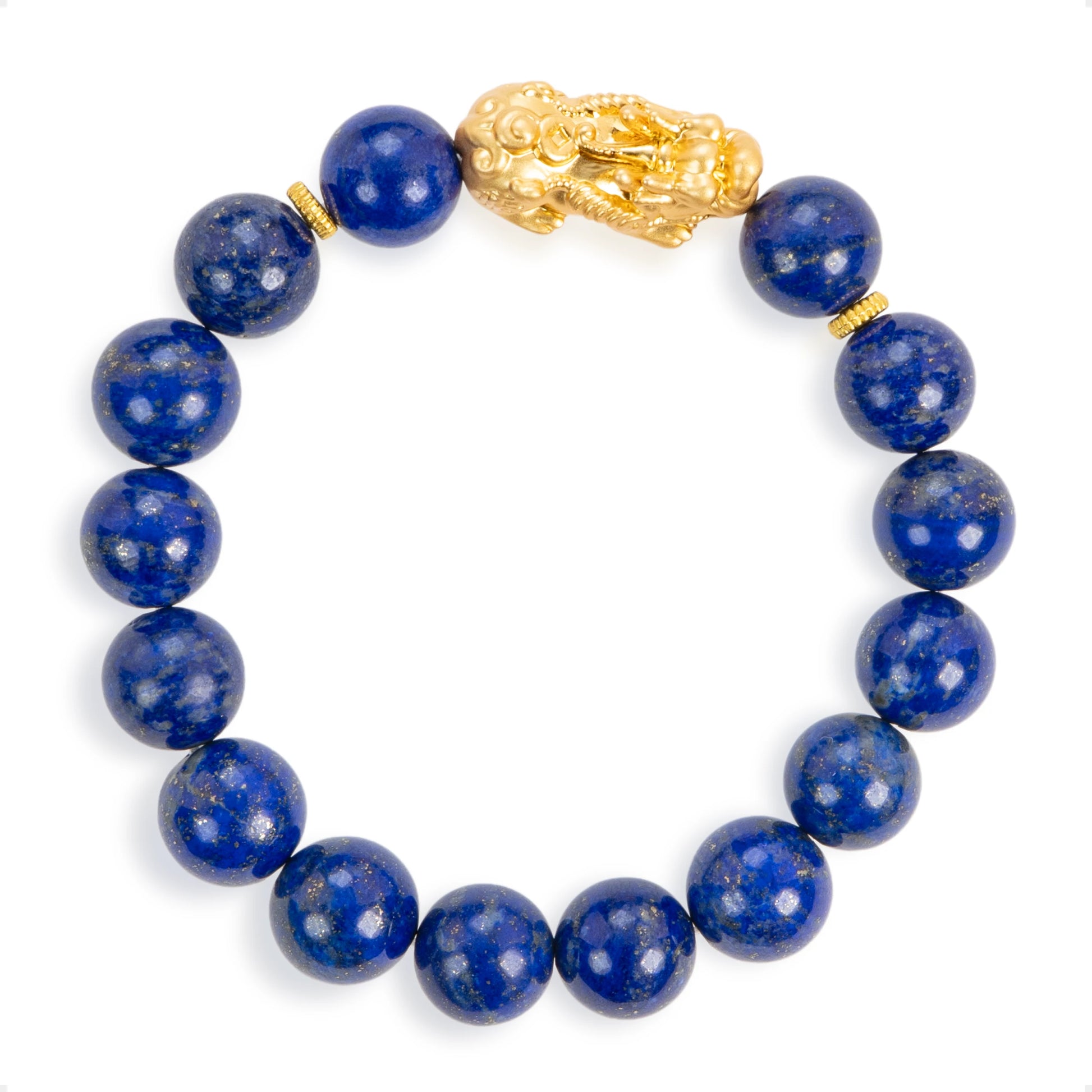 SENLLY Royal Clarity - Beaded Stretch Bracelet with Lapis Lazuli & Brass Pixiu, Handmade Natural Stone Jewelry for Clarity, Balance & Confidence