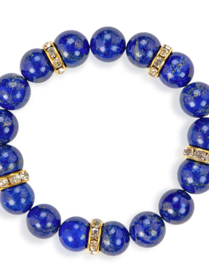 SENLLY Royal Lapis - Beaded Stretch Bracelet with Lapis Lazuli, Handmade Natural Stone Jewelry for Wisdom, Protection & Clarity