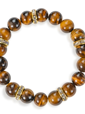 SENLLY Golden Ember - Beaded Stretch Bracelet with Tiger Eye, Handmade Natural Stone Jewelry for Confidence, Strength & Grounding