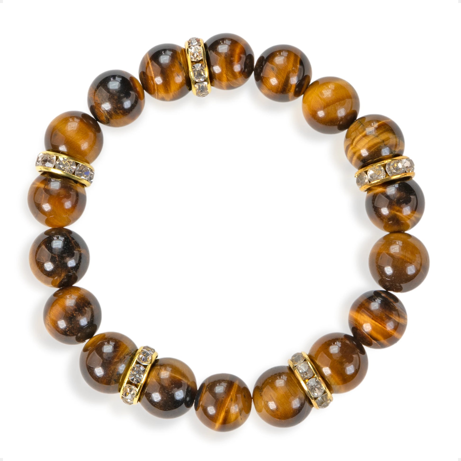 SENLLY Golden Ember - Beaded Stretch Bracelet with Tiger Eye, Handmade Natural Stone Jewelry for Confidence, Strength & Grounding