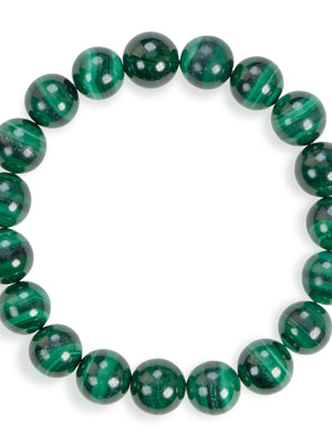SENLLY Green Shield - 10mm Natural Malachite Beaded Bracelet, Handmade Stone Jewelry for Protection, Confidence & Personal Growth
