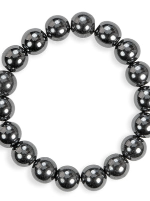 SENLLY Steel Focus - 10mm Natural Hematite Beaded Bracelet, Handmade Stone Jewelry for Grounding, Stability & Mental Clarity