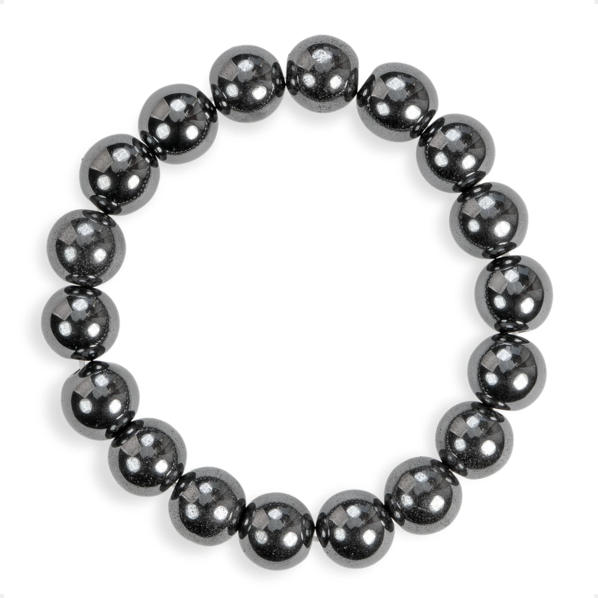 SENLLY Steel Focus - 10mm Natural Hematite Beaded Bracelet, Handmade Stone Jewelry for Grounding, Stability & Mental Clarity