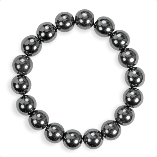 SENLLY Steel Focus - 10mm Natural Hematite Beaded Bracelet, Handmade Stone Jewelry for Grounding, Stability & Mental Clarity