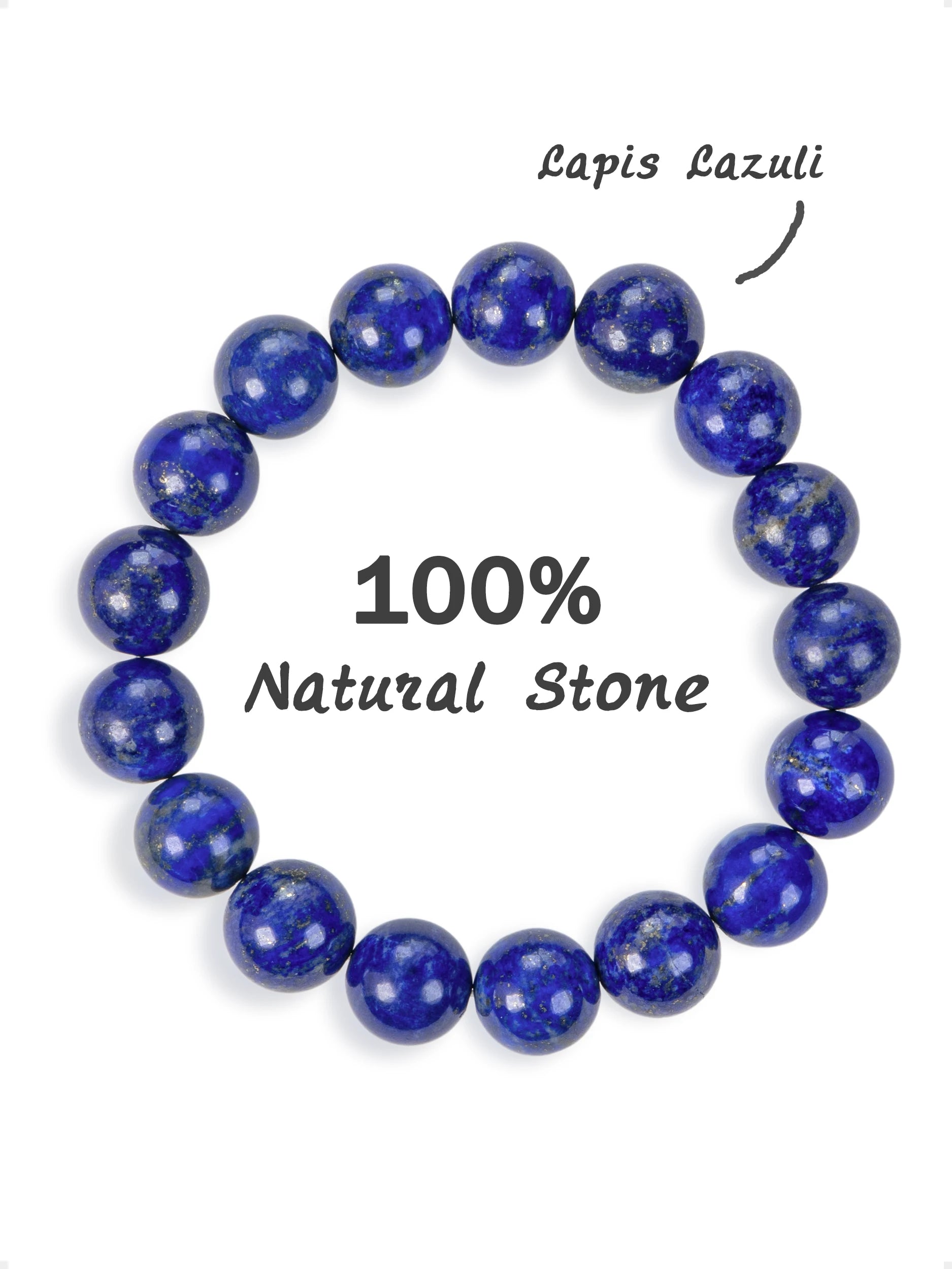 SENLLY Pure Lapis - Natural Lapis Lazuli Beaded Bracelet, Handmade 10mm Gemstone Jewelry for Insight, Wisdom & Calm Clarity