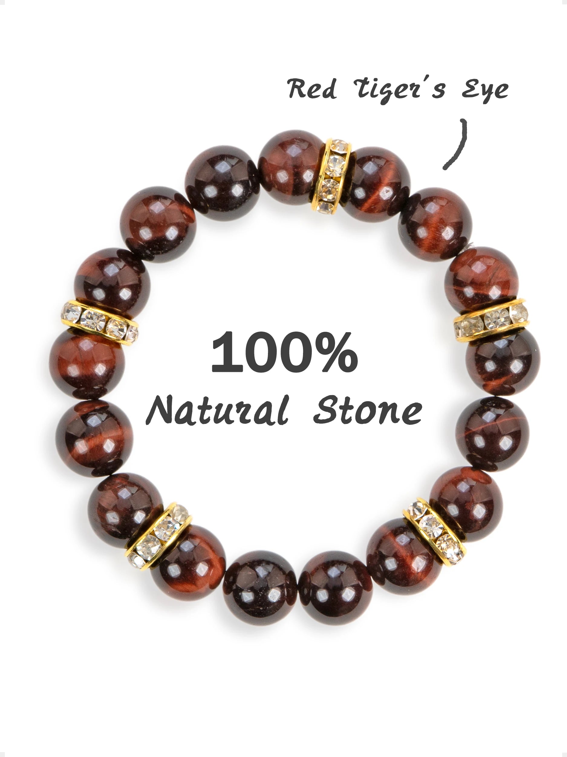 SENLLY Red Ember - Beaded Stretch Bracelet with Red Tiger Eye, Handmade Natural Stone Jewelry for Strength, Confidence & Focus