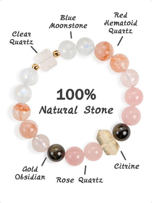 SENLLY Blush Aurara - Natural Beaded Multi-Gemstone Bracelet, Handcrafted Natural Stone Jewelry for Harmony, Clarity & Emotional Balance