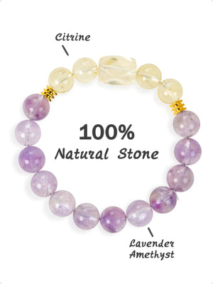SENLLY Sunlit Aura - Beaded Stretch Bracelet with Natural Lavender Amethyst & Citrine, Handcrafted Natural Stone Jewelry for Calm, Clarity & Joy