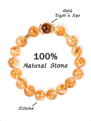 SENLLY Golden Tiger Glow - Beaded Stretch Bracelet with Citrine & Gold Tiger Eye Accent, Handmade Natural Stone Jewelry for Confidence, Vitality & Positive Energy