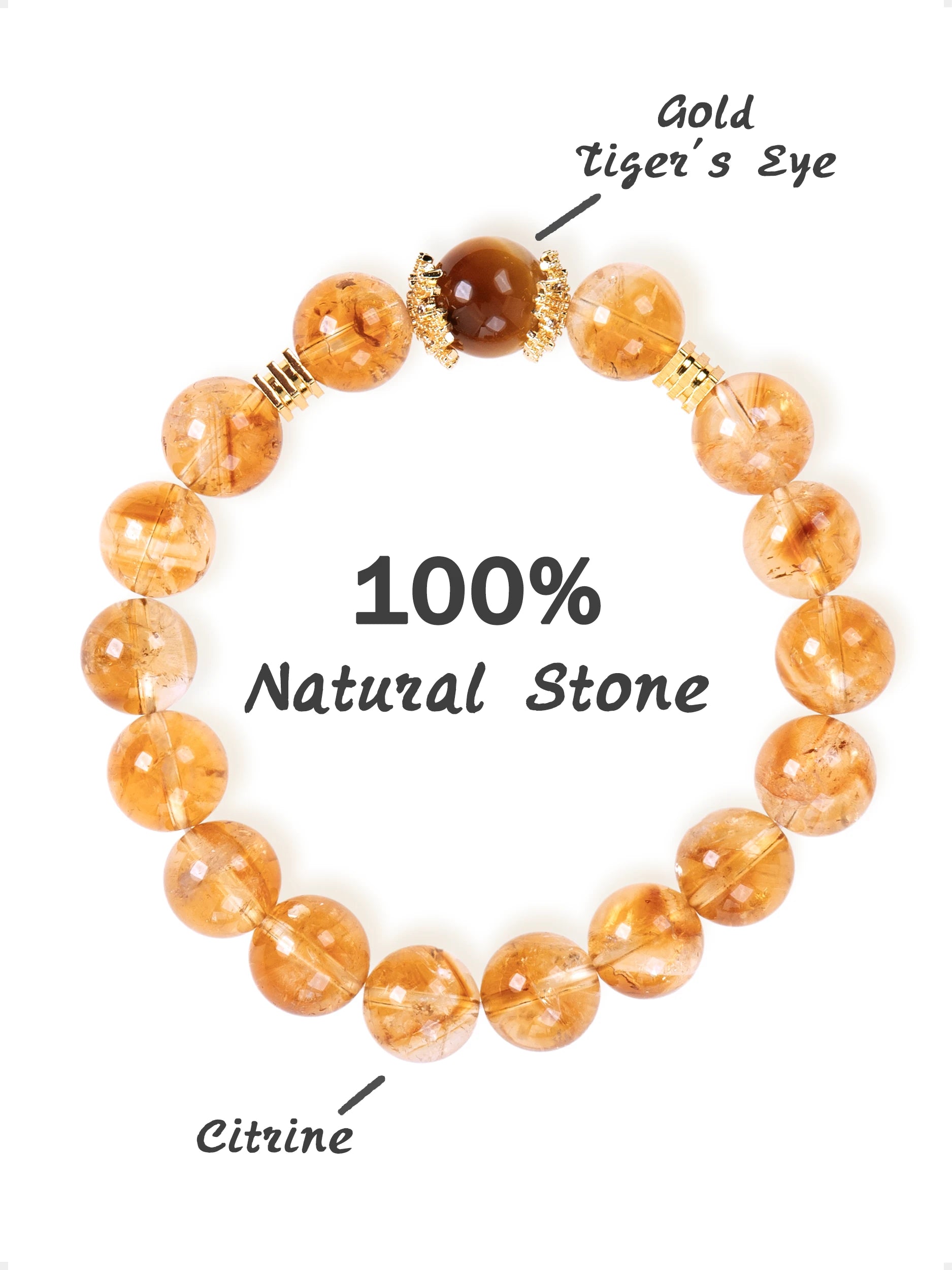 SENLLY Golden Tiger Glow - Beaded Stretch Bracelet with Citrine & Gold Tiger Eye Accent, Handmade Natural Stone Jewelry for Confidence, Vitality & Positive Energy