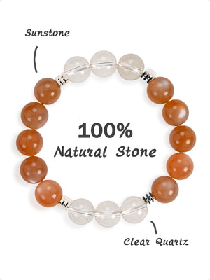 SENLLY Solar Glow - Sunstone & Clear Quartz Beaded Bracelet, Made-to-Order Natural Stone Jewelry for Warmth, Clarity & Positive Energy