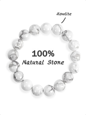 SENLLY Pure Balance - 10mm Natural Howlite Beaded Bracelet, Handmade Stone Jewelry for Calm, Clarity & Modern Minimalist Style